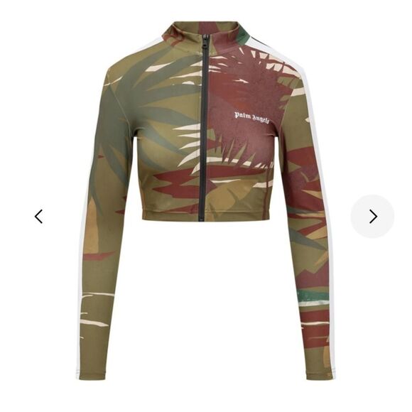 NWT RARE PALM ANGELS Jungle Long Sleeve Cropped Zip Up Track Jacket - Picture 2 of 9